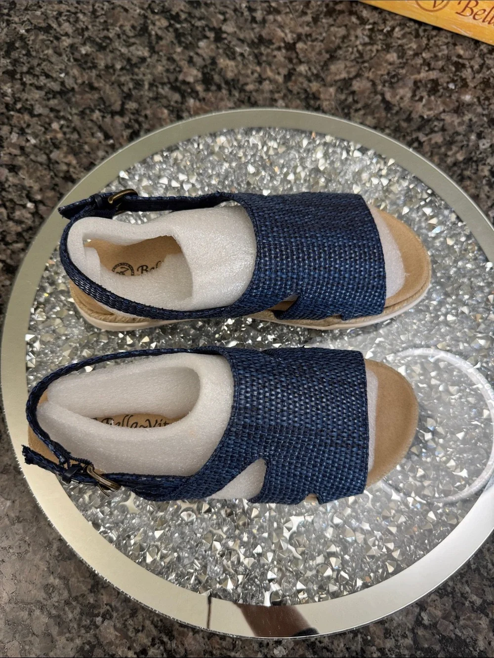 Bella Vita Navy Woven Espadrille Slingback Sandals NEW 7.5